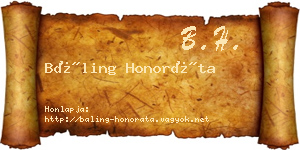 Báling Honoráta névjegykártya